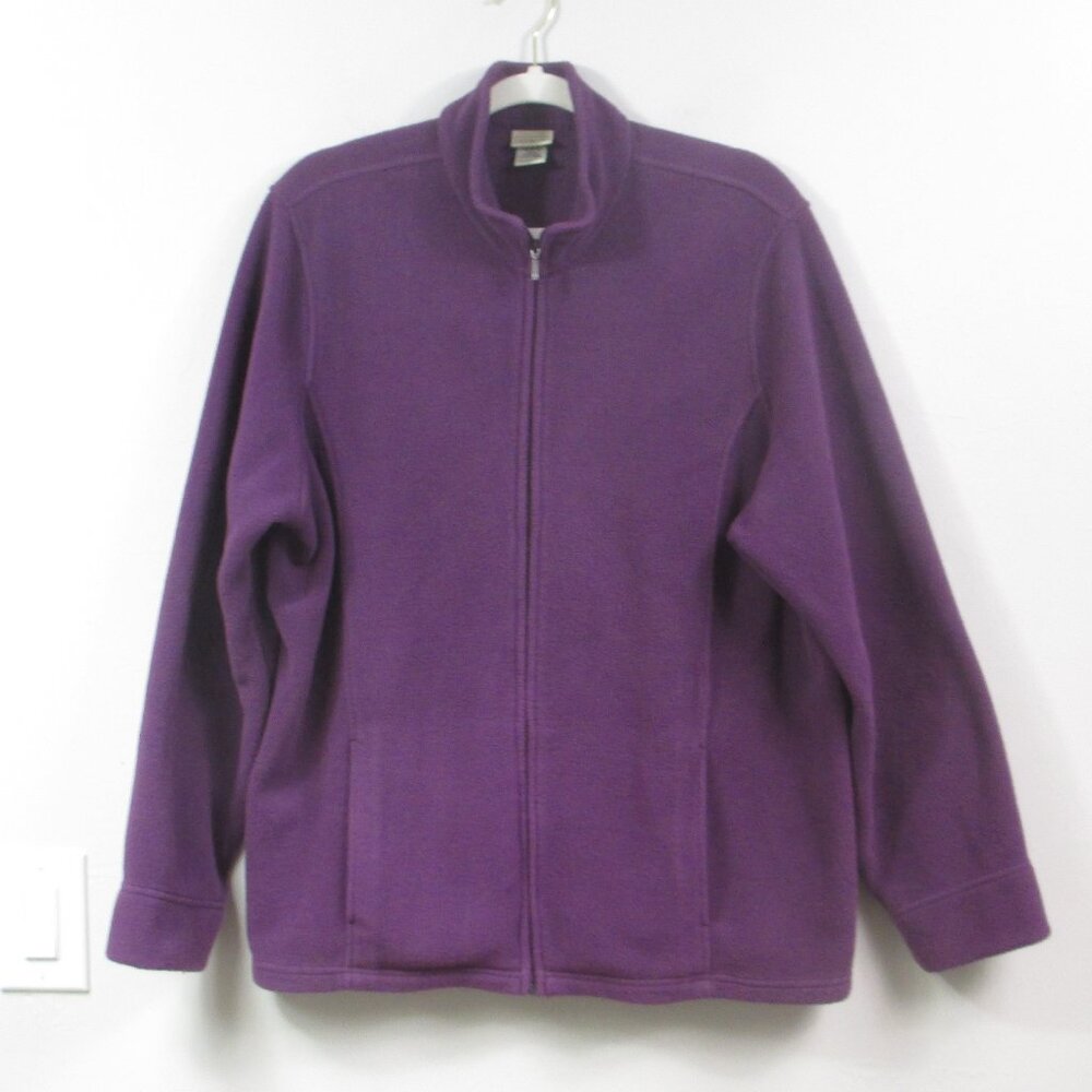 LL Bean Womens Size 1X Purple Fleece Full Zip Jacket
